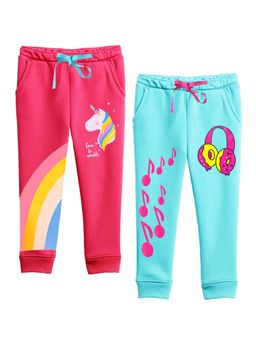 Kuchipoo - Girls Regular Fit Graphic Multi-Color Track Pants (Pack of 2)
