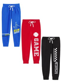 Kuchipoo - Boys Regular Fit Graphic Multi-Color Track Pants (Pack of 3)