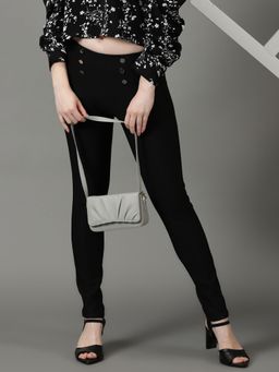 SHOWOFFFF - Womens Solid Skinny Fit Black Jegging