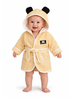 Creeva - Yellow Cuddle Hooded Baby Bathrobe for Kids