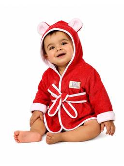 Creeva - Red Cuddle Hooded Baby Bathrobe For Kids