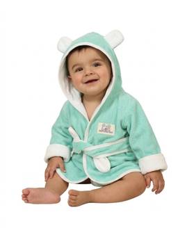 Creeva - Green Cuddle Hooded Baby Bathrobe For Kids