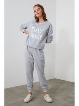 Trendyol - Grey Day Dreamer Slogan Pyjamas (Set of 2)
