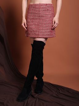 IKI CHIC - Handwoven Red Patterned Mini Skirt