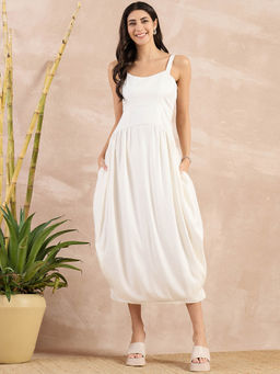 First Resort by Ramola Bachchan - Off-White Herringbone Mid Length Dress