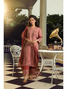 DOHR INDIA - Qala Maroon Floral Buti Kurta with Pant and Dupatta (Set of 3)
