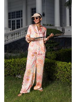 DOHR INDIA - Carla Pink Floral Printed Satin Co-Ord (Set of 2)