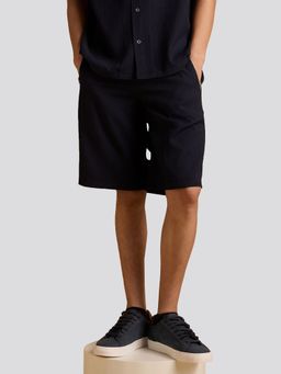 Muvazo - Textured Terrain Shorts - Navy Blue