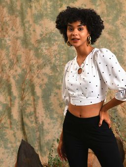 PINACOLADA - Women White Printed Stylish Casual Crop Top