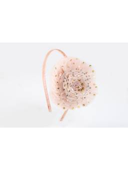Choko - Kids Tulle Sequin Big Flower Hairband-Peach