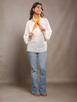 CrossKulture - Herringbone Women Orange Printed Scarf