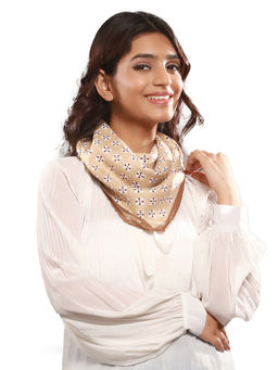 CrossKulture - Herringbone Women Beige Printed Scarf