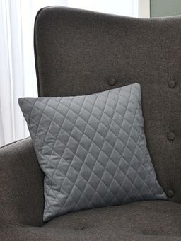 At Home by Nilkamal - Quilted Embossed Polyester 16" X 16" Cushion Cover (Grey)