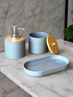 Mason Home - Amun Bathroom Dispenser with Tumbler & Tray - Grey