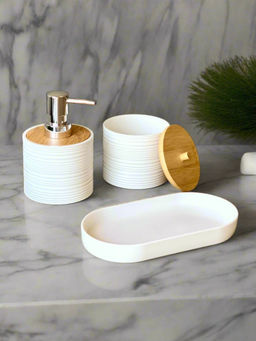 Mason Home - Amun Bathroom Dispenser with Tumbler & Tray - White