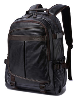 FUR JADEN - Black Leatherette 15.6 Inch Laptop Backpack