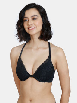 Zivame - Serenade Spring Lush Padded Wired 3/4th Coverage Lace Bra - Anthracite