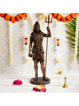 eCraftIndia - Lord Shiva Standing With Trishul In Hand Cold Cast Bronze Resin Idol