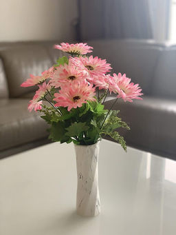 Fourwalls - Artificial Decorative Garabara Flower Bunch with 10 Flowers (48 cm Tall, Light/Pink)