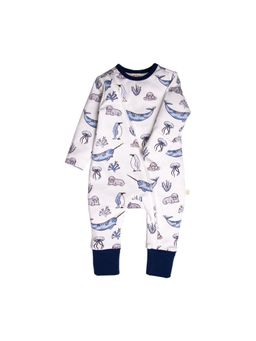 Tiny Twig - White Diagonal Zipsuit