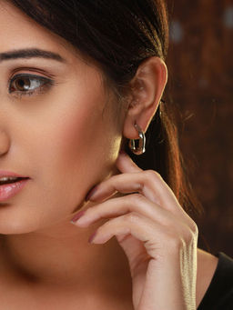 PRITA - Contemporary Silver-Plated Half-Hoops Earrings