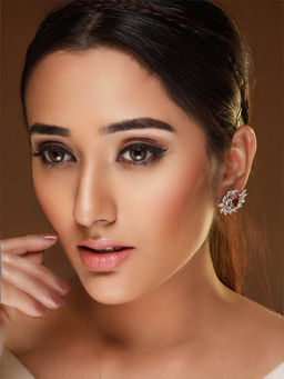 Priyaasi - Multi-Color Solitaire Leaf Silver-Plated Studs Earrings Set of 5