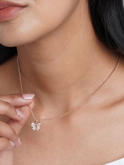 Joker and Witch - Joker & Witch Butterfly Rhinestone Rosegold Necklace Charm