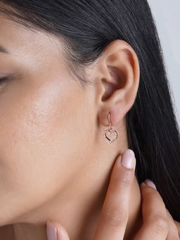 Joker and Witch - Joker & Witch Rhinestone Heart Rosegold Earrings