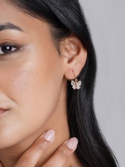 Joker and Witch - Joker & Witch Butterfly Rhinestone Rosegold Earrings