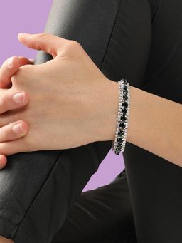 Sohi - Silver Plated Party Designer Stone Bracelet For Women - Green