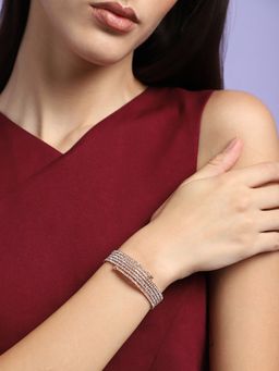 Sohi - Gold Plated Party Rhinestones Bracelet For Women - Gold