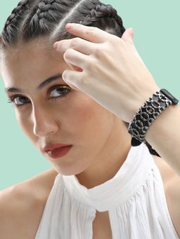 Sohi - Trendy Casual PU Leather Designer Bracelet For Women - Black