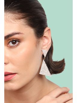 Sohi - Gold Plated Party Designer Stone Drop Earring For Women - Silver