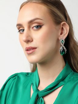 Sohi - Gold Plated Party Designer Stone Drop Earring For Women - Green