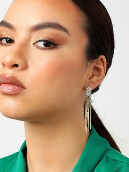 Sohi - Gold Plated Party Designer Stone Drop Earring For Women - Gold