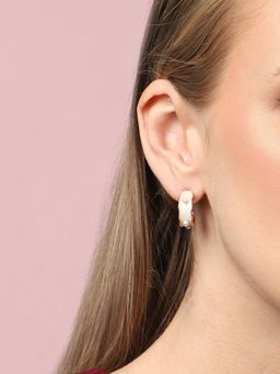 Sohi - Gold Plated Party Pearls Hoop Earring For Women - White