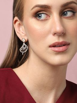 Sohi - Gold Plated Party Designer Stone And Pearls Drop Earring For Women - White