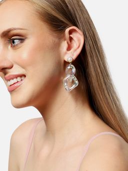 Sohi - Gold Plated Party Designer Drop Earring For Women - White