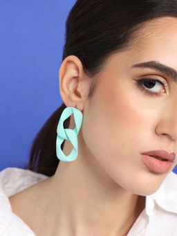 Sohi - Gold Plated Party Designer Drop Earring For Women - Blue