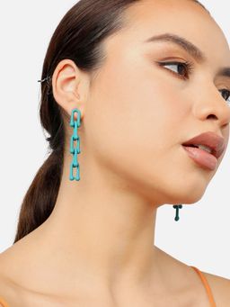 Sohi - Gold Plated Party Designer Stone Drop Earring For Women - Blue