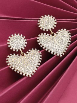 Sohi - Gold Plated Party Rhinestones Drop Earring For Women - Gold
