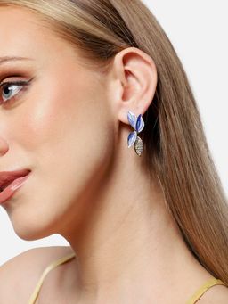 Sohi - Gold Plated Party Designer Drop Earring For Women - Blue