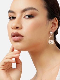 Sohi - Gold Plated Party Pearls Drop Earring For Women - White