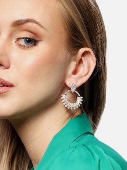 Sohi - Gold Plated Party Designer Stone and Pearls Drop Earring For Women - Gold