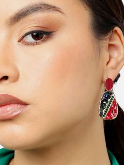 Sohi - Gold Plated Party Designer Stone Drop Earring For Women - Multi-Color