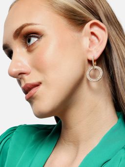 Sohi - Gold Plated Party Designer Stone Hoop Earring For Women - Silver