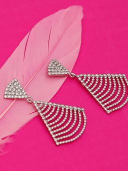 Sohi - Gold Plated Party Designer Stone Drop Earring For Women - Silver