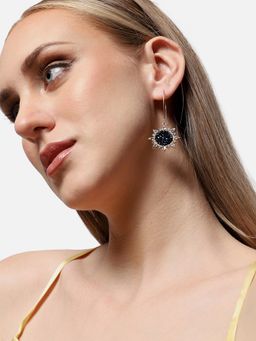 Sohi - Gold Plated Party Designer Stone Drop Earring For Women - Black