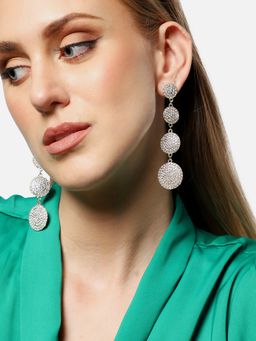 Sohi - Gold Plated Party Designer Stone Drop Earring For Women - Silver