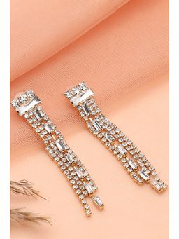 Sohi - Gold Plated Party Designer Stone Drop Earring For Women - White